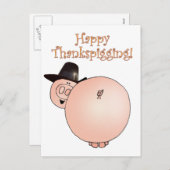 "Thankspigging"のおもしろいな漫画のブタの感謝祭 シーズンポストカード (正面/裏面)