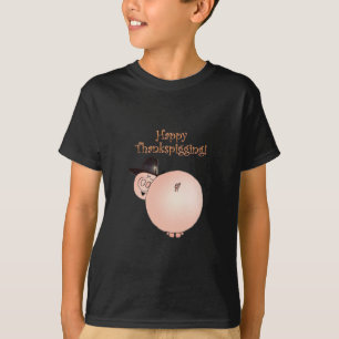 "Thankspigging"のおもしろいな漫画のブタの感謝祭 Tシャツ