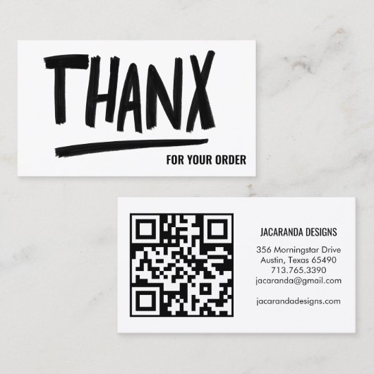 THANXブラシストロ感謝していックご注文QRコード 名刺 (正面/裏面)