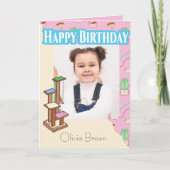 That Cat Life誕生日写真と文字ピンクカード カード (正面)