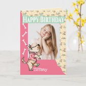 That Dog Lifeハッピーバースデー写真 カード (黄色い花)