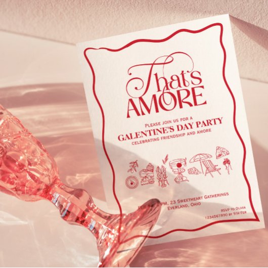 “That’s Amore” GALENTINES Red Party Invitation 招待状