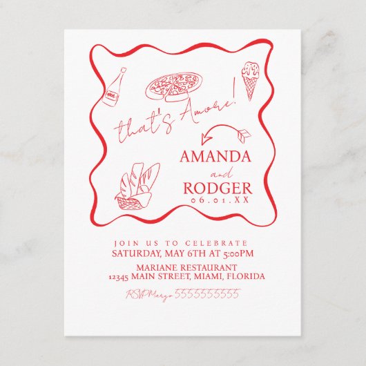 That’s Amore Italian Doodles Wedding 招待状 (正面)