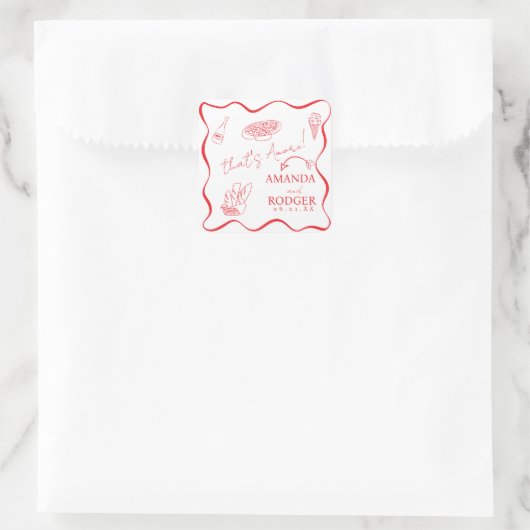 That’s Amore Italian Doodles Wedding Napkin スクエアシール (バッグ)