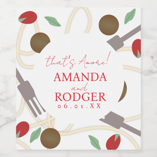 That’s Amore Italian Pasta Wedding ワインラベル (シングルラベル)