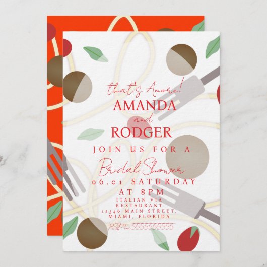 That’s Amore Italian Pasta Wedding 招待状 (正面/裏面)