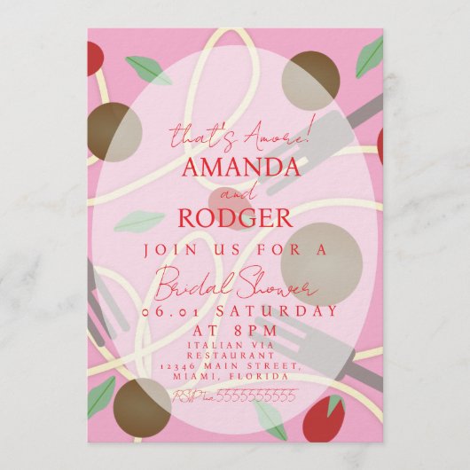 That’s Amore Italian Pasta Wedding 招待状 (正面)