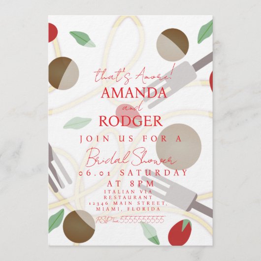 That’s Amore Italian Pasta Wedding 招待状 (正面)