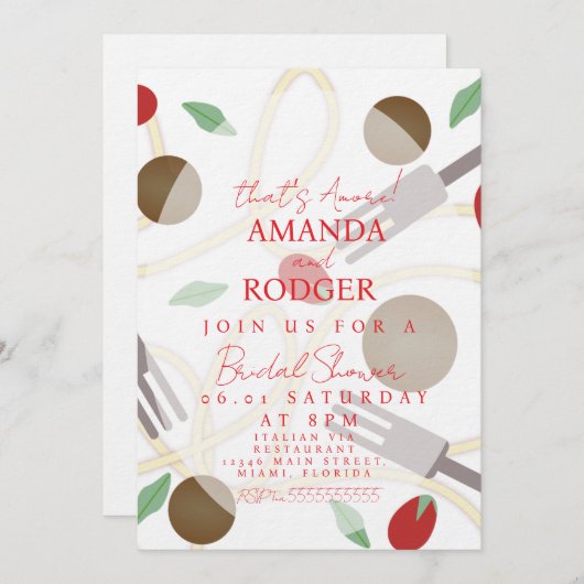 That’s Amore Italian Pasta Wedding 招待状 (正面/裏面)