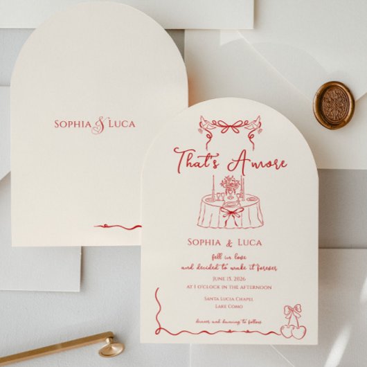 That’s Amore Italian Whimsical hand drawn Wedding 招待状