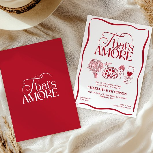 That’s Amore Red Bridal Shower 招待状