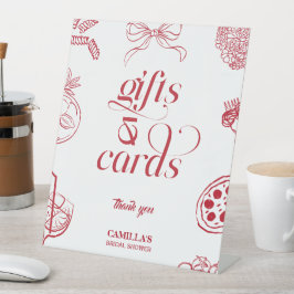 That’s Amore Red Bridal Shower cards and gifts 台座サイン