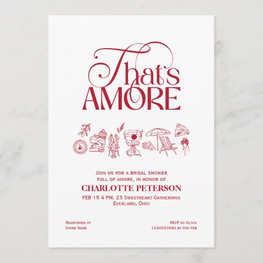 That’s Amore Red Bridal Shower invitation 招待状 (正面)