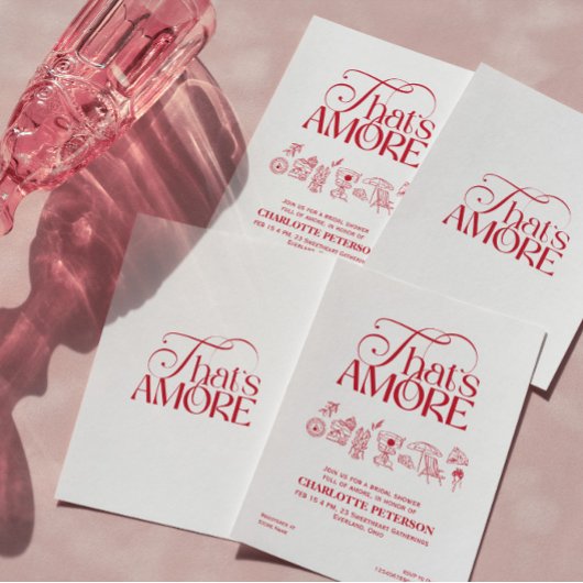 That’s Amore Red Bridal Shower invitation 招待状