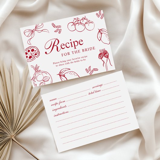 That’s Amore Red Bridal Shower Recipe Card エンクロージャーカード