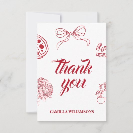 That’s Amore Red Bridal Shower THANK YOU サンキューカード (正面)