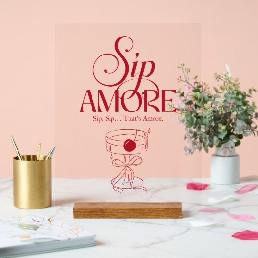 That’s Amore Red hand drawn Bridal Shower アクリルサイン (ウェディング)