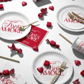 That’s Amore Red hand drawn Bridal Shower スタンダードカクテルナプキン