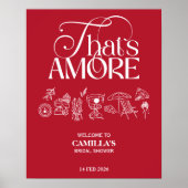 That’s Amore Red hand drawn Bridal Shower ポスター (正面)