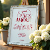That’s Amore Red hand drawn Bridal Shower ポスター