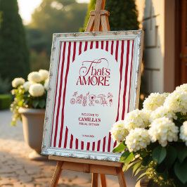 That’s Amore Red hand drawn Bridal Shower ポスター