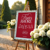 That’s Amore Red hand drawn Bridal Shower ポスター