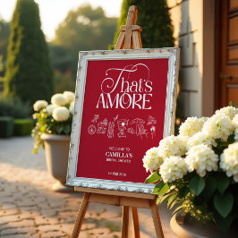 That’s Amore Red hand drawn Bridal Shower ポスター