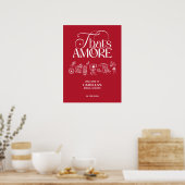 That’s Amore Red hand drawn Bridal Shower ポスター (キッチン)