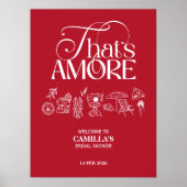 That’s Amore Red hand drawn Bridal Shower ポスター (正面)