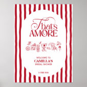That’s Amore Red hand drawn Bridal Shower ポスター (正面)