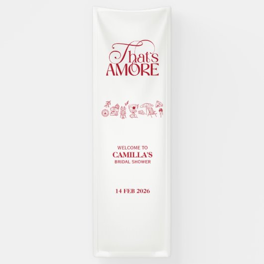 That’s Amore Red hand drawn Bridal Shower 横断幕 (縦)