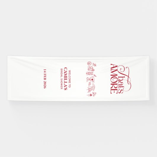 That’s Amore Red hand drawn Bridal Shower 横断幕 (横)