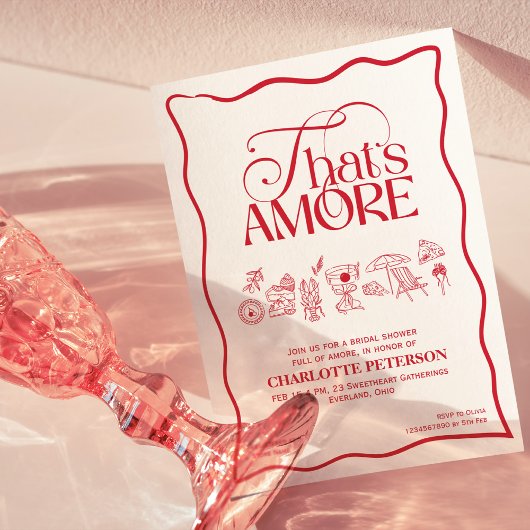 That’s Amore Red hand drawn Bridal Shower invite 招待状