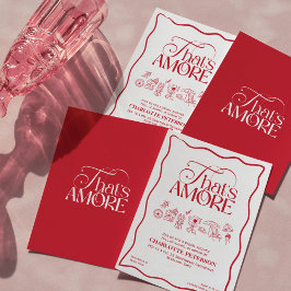 That’s Amore Red hand drawn Bridal Shower invite 招待状