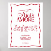 That’s Amore Red hand drawn Bridal Shower poster ポスター (正面)