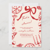 That’s Amore Red Italian Sketch Food Bridal Shower 招待状 (正面)