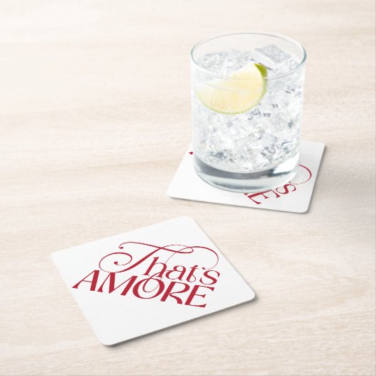 That’s Amore Red script Bridal Shower ペーパーコースター (インサイチュ)
