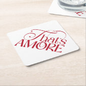 That’s Amore Red script Bridal Shower ペーパーコースター (アングル)