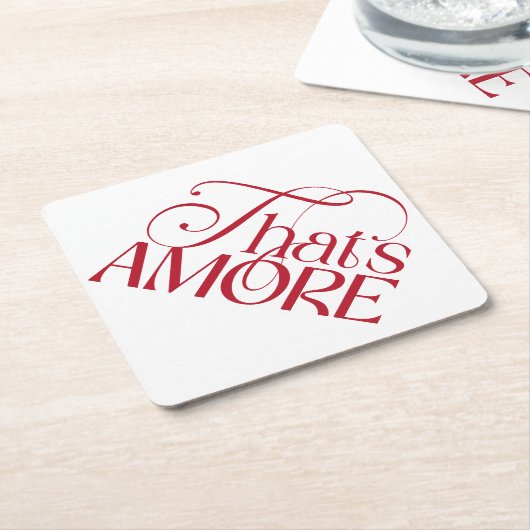 That’s Amore Red script Bridal Shower ペーパーコースター (アングル)