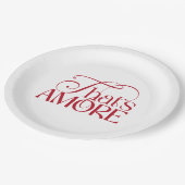 That’s Amore Red script Bridal Shower ペーパープレート (アングル)