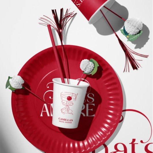 That’s Amore Red script Bridal Shower ペーパープレート