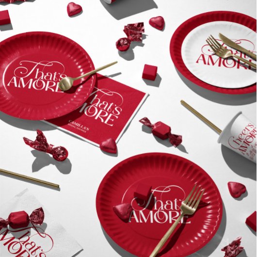 That’s Amore Red script Bridal Shower ペーパープレート