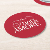 That’s Amore Red script Bridal Shower ラウンドペーパーコースター (アングル)