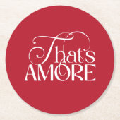 That’s Amore Red script Bridal Shower ラウンドペーパーコースター (正面)
