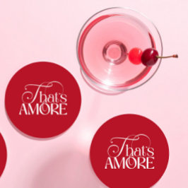 That’s Amore Red script Bridal Shower ラウンドペーパーコースター