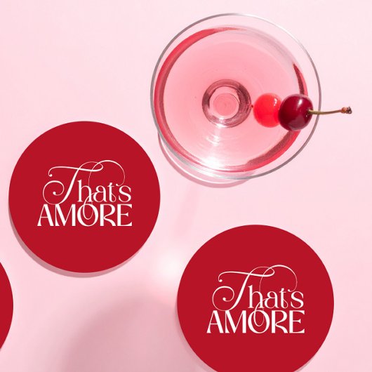 That’s Amore Red script Bridal Shower ラウンドペーパーコースター