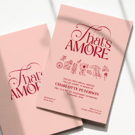 That’s Amore Red soft pink Bridal Shower invite 招待状
