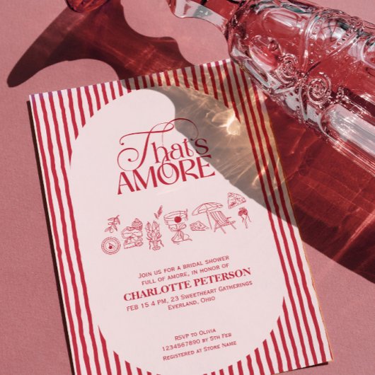 That’s Amore Red stripes Bridal Shower invite 招待状