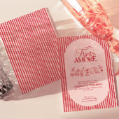 That’s Amore Red stripes Bridal Shower invite 招待状