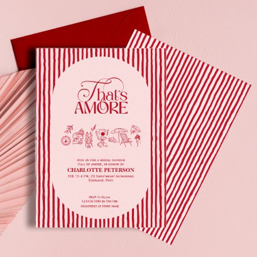 That’s Amore Red stripes Bridal Shower invite 招待状